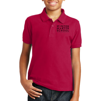 Youth Red Polo with Logo Thumbnail